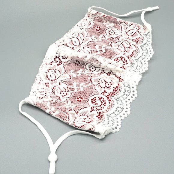 The Myriad Accessories - White red Lace Face Mask Dust mask Fashion mask